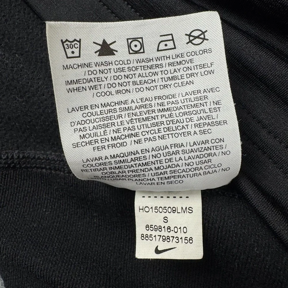 Nike Pro Combat Dri Fit Mock Neck Shirt Fitted Long Sleeve Black Mens Small S